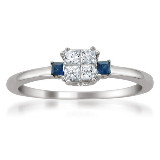 Mined diamond Sapphire Gemstone Ring weighing 2.63Gms with 0.24 Carat Diamonds and set in 14KT Gold