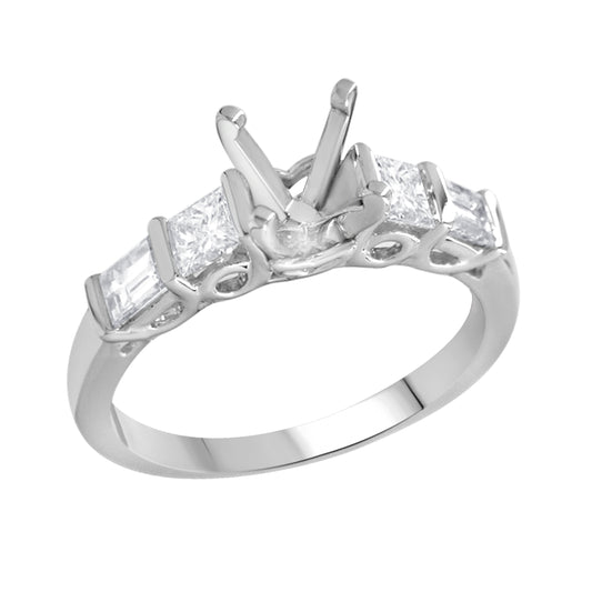 Baguette  Ring weighing 6.72Gms with 0.74 Carat Diamonds and set in Platinum