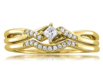 Mined diamond Princess  Ring weighing 4.11Gms with 0.2 Carat Diamonds and set in 10KT Gold