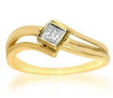 Mined diamond Princess Solitaire Ring weighing 2.96Gms with 0.21 Carat Diamonds and set in 14KT Gold