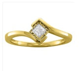 Mined diamond Princess Solitaire Ring weighing 2.51Gms with 0.17 Carat Diamonds and set in 14KT Gold