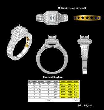 Mined diamond  Engagement Ring weighing 5.86Gms with 1.25 Carat Diamonds and set in 14KT Gold