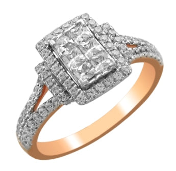 Mined diamond Ring weighing 0Gms with 1 Carat Diamonds and set in 14KT Gold