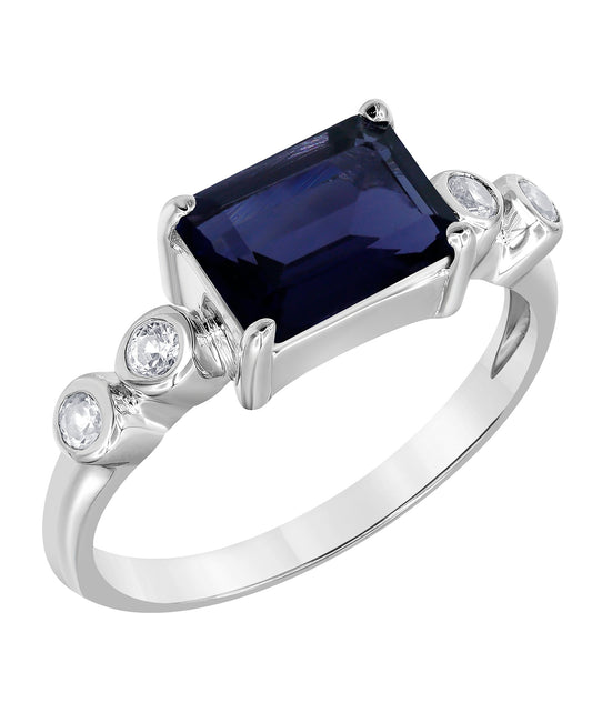 1IOLITE+4WH. ZIRCON 2GM SILVER W RING