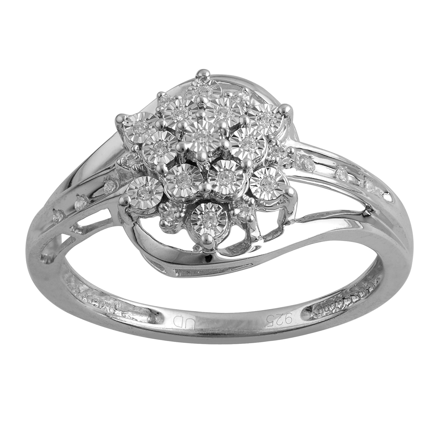 Mined diamond Miracle Plate Fashion Ring weighing 2.55Gms with 0.075 Carat Diamonds and set in 10KT Gold