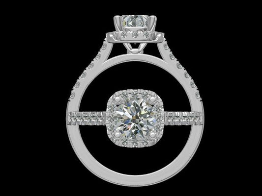 MINED DIAMOND CUSHION HALO DIAMOND ENGAGEMENT RING IN