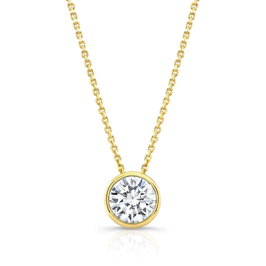 2.00 Carat Total Weight  Bezel Pendant with Cushion diamonds in 14Kt White/Yellow/Pink Gold-100326