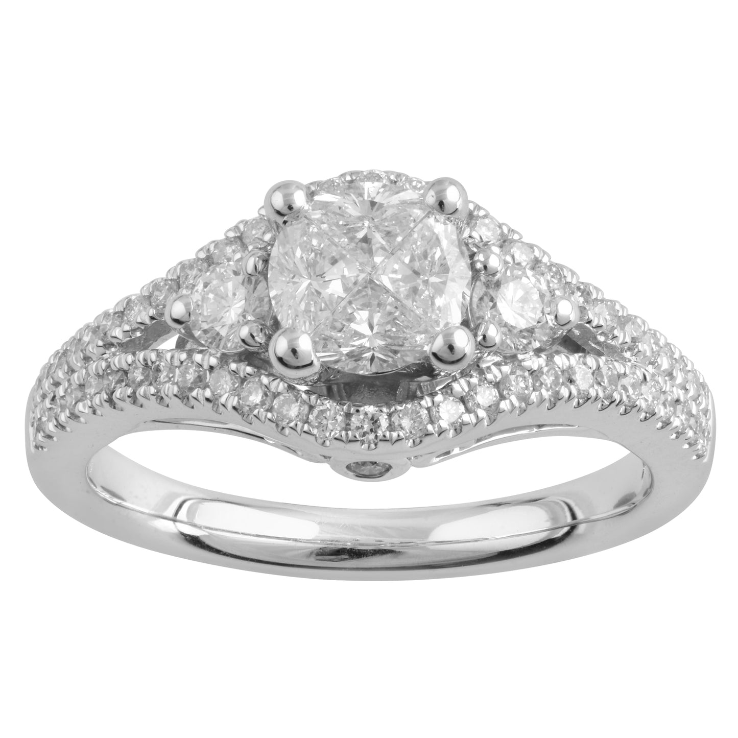 Mined diamond Ring 1.25CTW (CTR3/4CT-SIDE1/2CT) 4.8GM RG