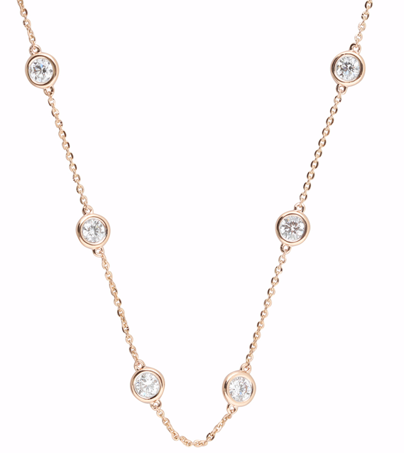 3.00 Carat Total Weight Diamonds By The Yard Necklace with Round diamonds in 14Kt White/Yellow/Pink Gold-100368