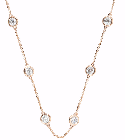 2.00 Carat Total Weight Diamonds By The Yard Necklace with Round diamonds in 14Kt White/Yellow/Pink Gold-100366