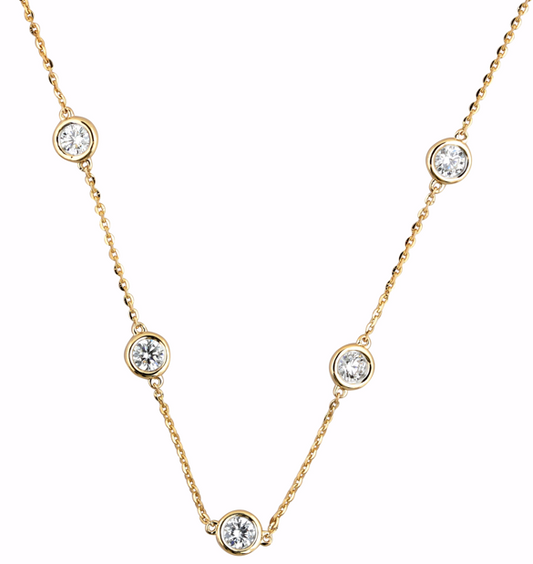 2.00 Carat Total Weight Diamonds By The Yard Necklace with Round diamonds in 14Kt White/Yellow/Pink Gold-100365