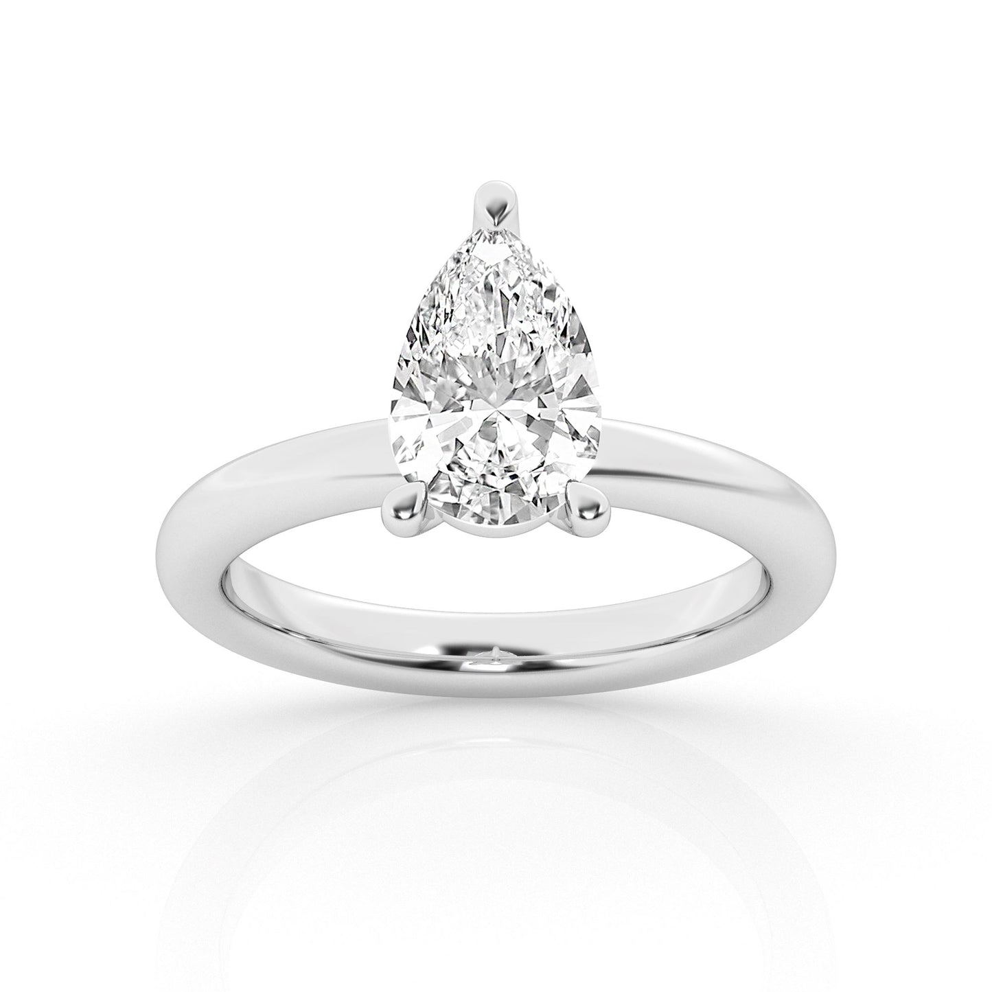 1.00  Carat Total Weight Solitaire Ring  with Pear  diamonds in 14Kt White/Yellow/Pink Gold-100114