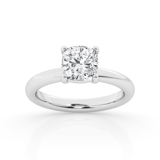 1.50  Carat Total Weight Solitaire Ring  with Cushion diamonds in 14Kt White/Yellow/Pink Gold-100119