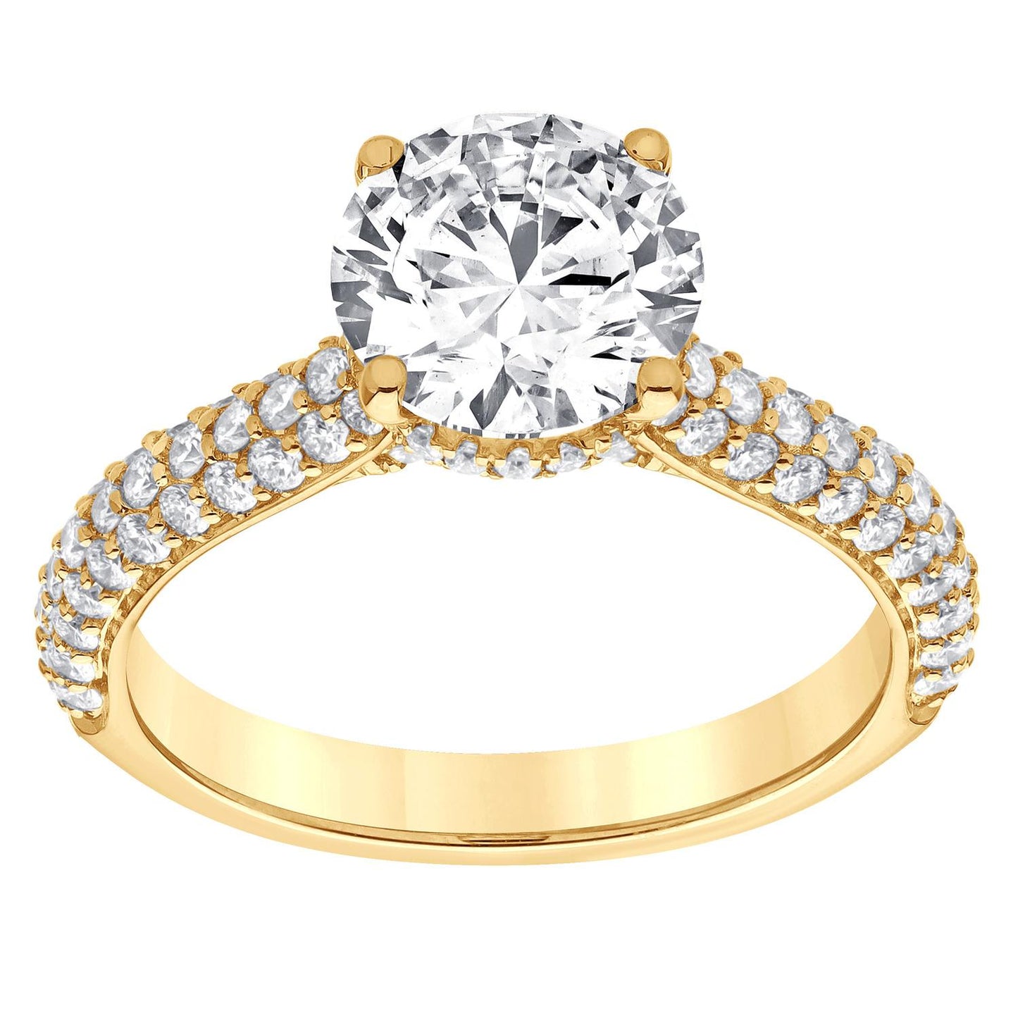 2.75 Carat Total Weight 2.00ct center  Bridal Ring with Round diamonds in 14Kt White/Yellow/Pink Gold-100285