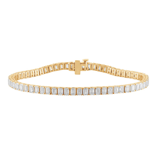 8.32 Carat Total Weight Fancy Bracelet with Emerald diamonds in 14Kt White/Yellow/Pink Gold-100358