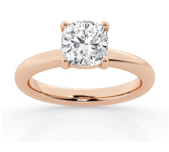 1.00  Carat Total Weight Solitaire Ring  with Cushion diamond in 14Kt White/Yellow/Pink Gold-100120