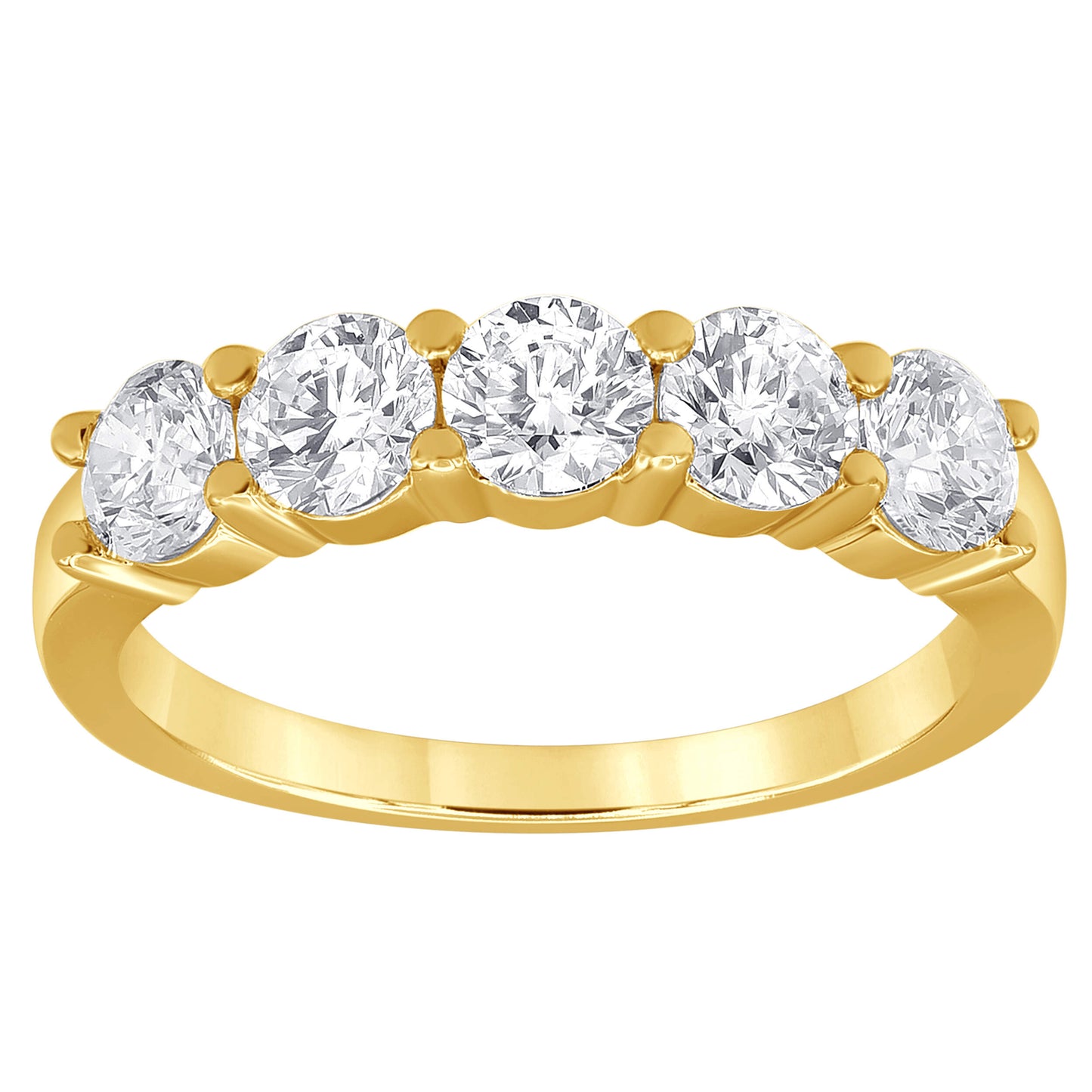 3.50 Carat Total Weight 5 Stone Ring with Round diamonds in 14Kt White/Yellow/Pink Gold-100144