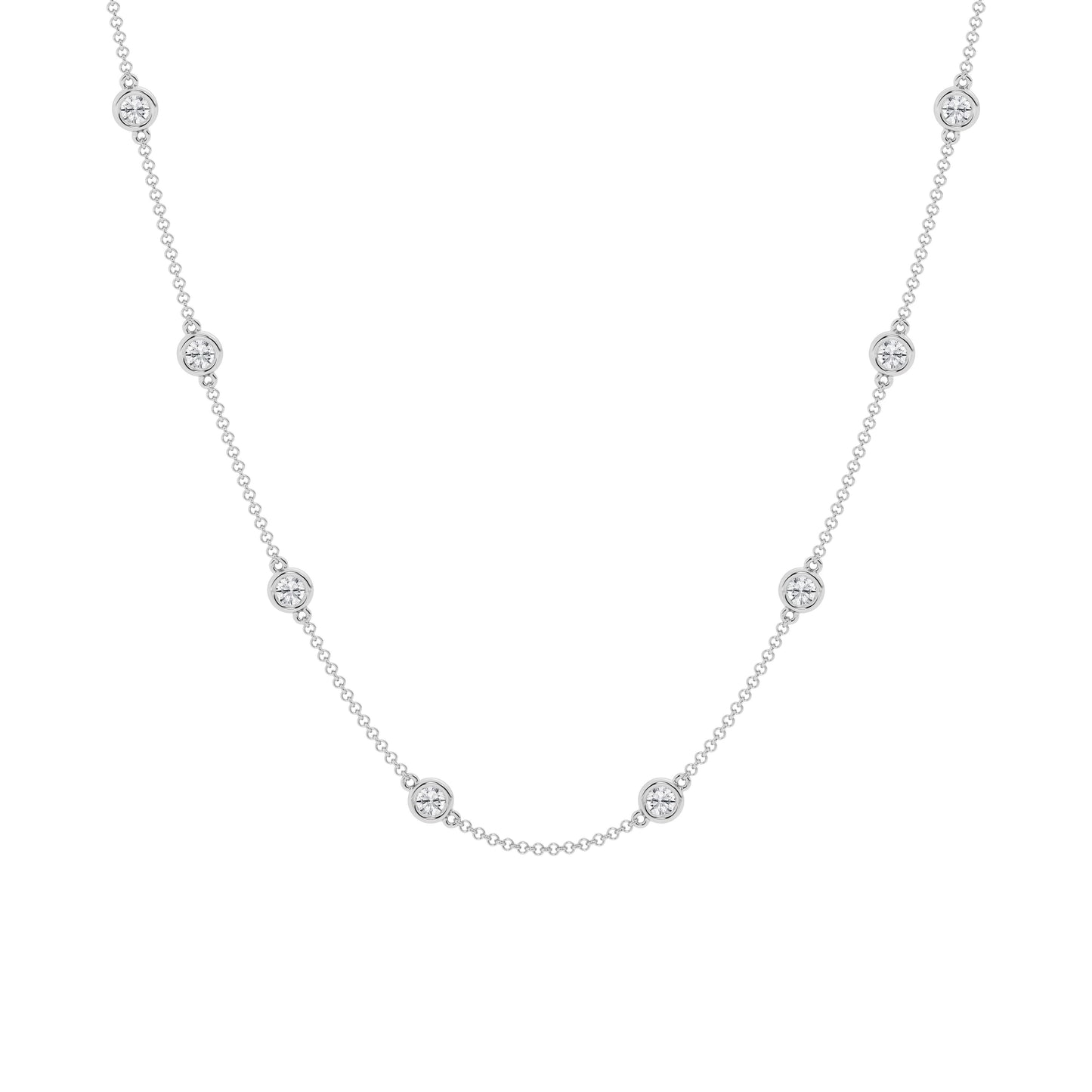 2.00 Carat Total Weight Diamonds By The Yard Necklace with Round diamonds in 14Kt White/Yellow/Pink Gold-100364