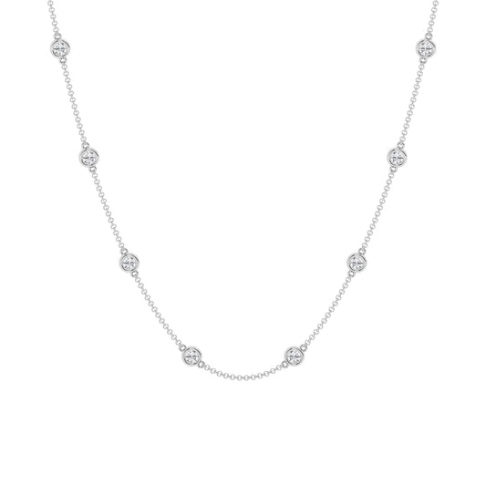 2.00 Carat Total Weight Diamonds By The Yard Necklace with Round diamonds in 14Kt White/Yellow/Pink Gold-100364