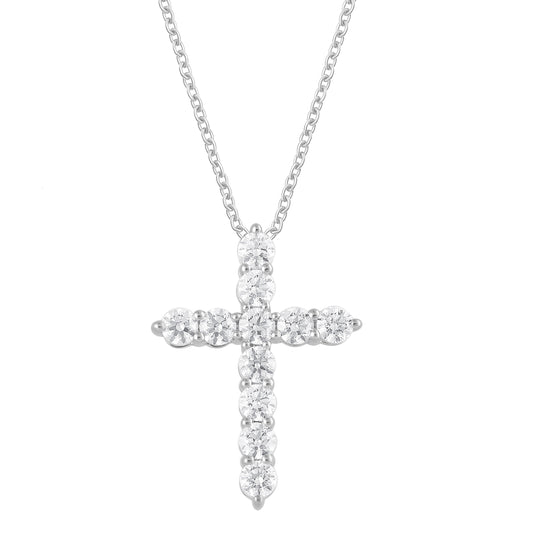 1.00 Carat Total Weight Cross pendant with Round diamonds in 14Kt White/Yellow/Pink Gold-100084