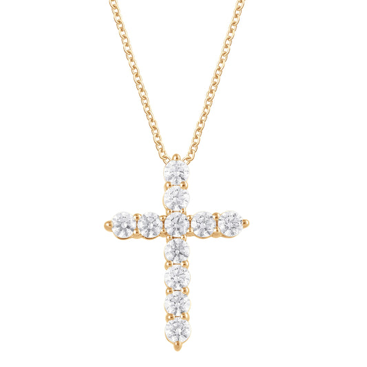 1.00 Carat Total Weight Cross pendant with Round diamonds in 14Kt White/Yellow/Pink Gold-100083