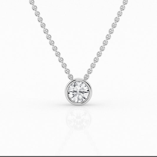 0.50 Carat Total Weight Bezel Pendant with Round diamonds in 14Kt White/Yellow/Pink Gold-100062