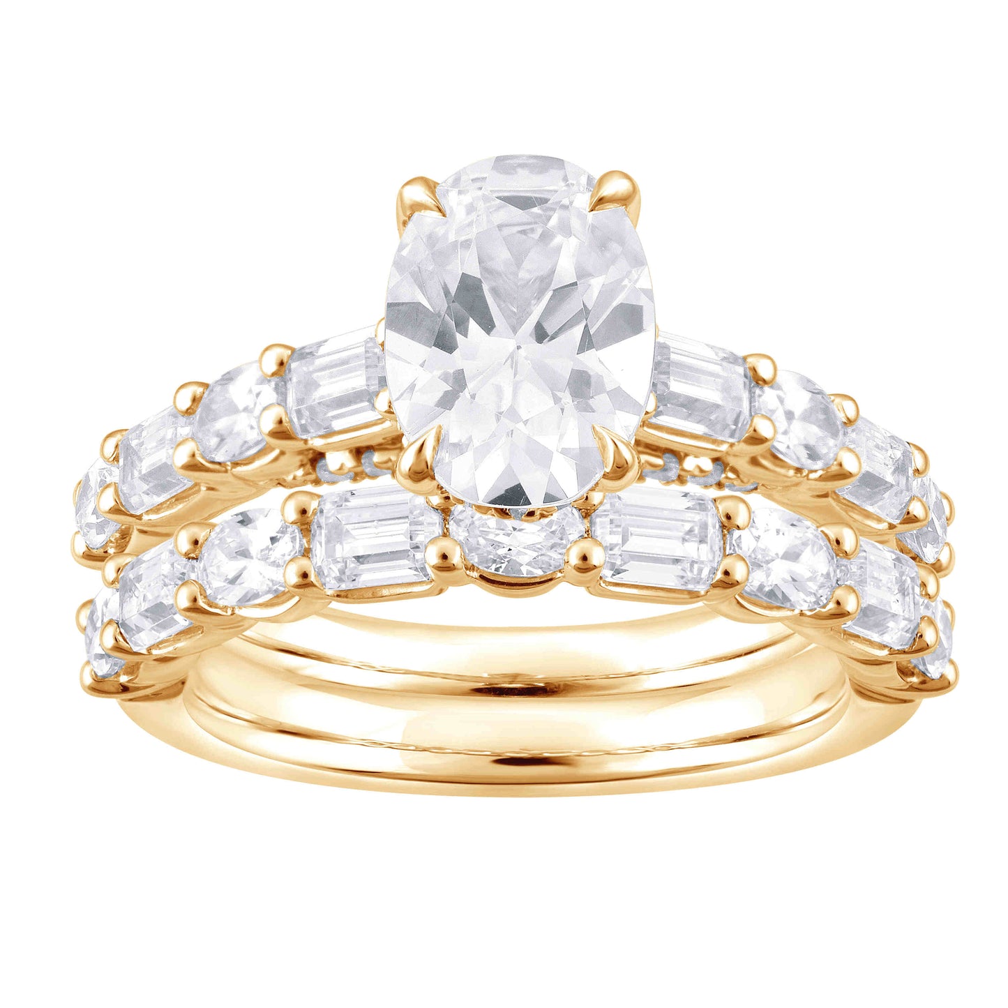 4.08 Carat Total Weight Bubble Ring with  2.00ct center  with Oval  diamonds in 14Kt White/Yellow/Pink Gold-100250