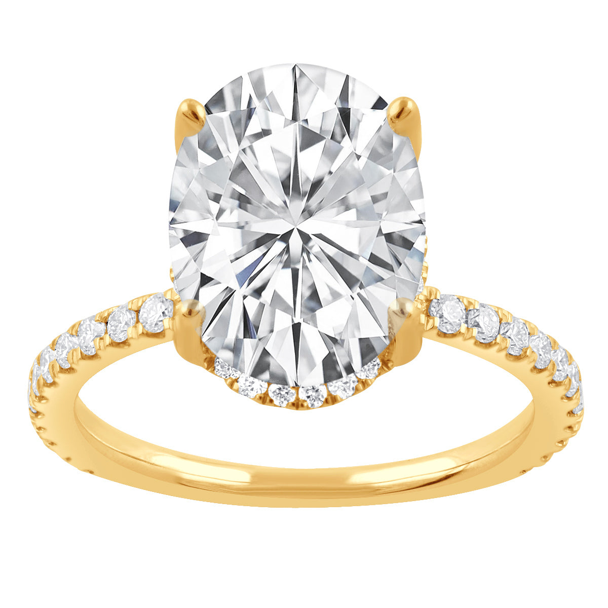 3.50 Carat Total Weight Shadow Halo3.00ct center Ring  with Oval diamonds in 14Kt White/Yellow/Pink Gold-100275