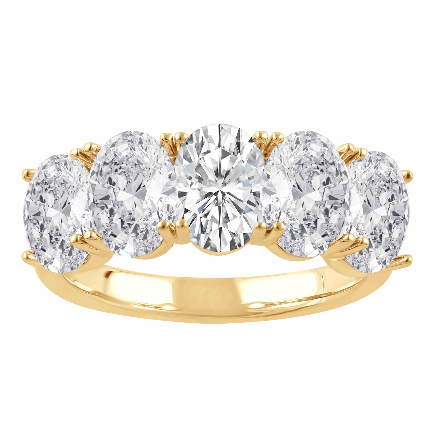 3.12 Carat Total Weight 5 Stone Ring with Oval diamonds in 14Kt White/Yellow/Pink Gold-100148