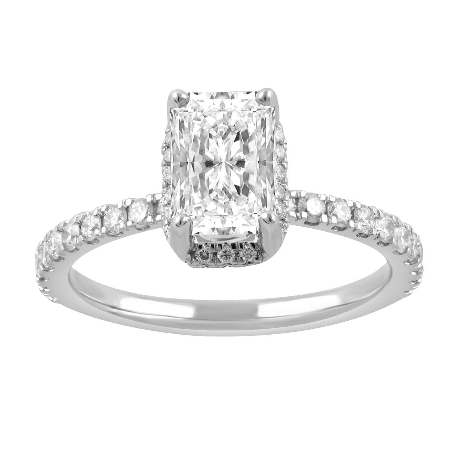 1.90 Carat Total Weight Shadow Halo1.50ct center Ring  with Randiant  diamonds in 14Kt White/Yellow/Pink Gold-100266