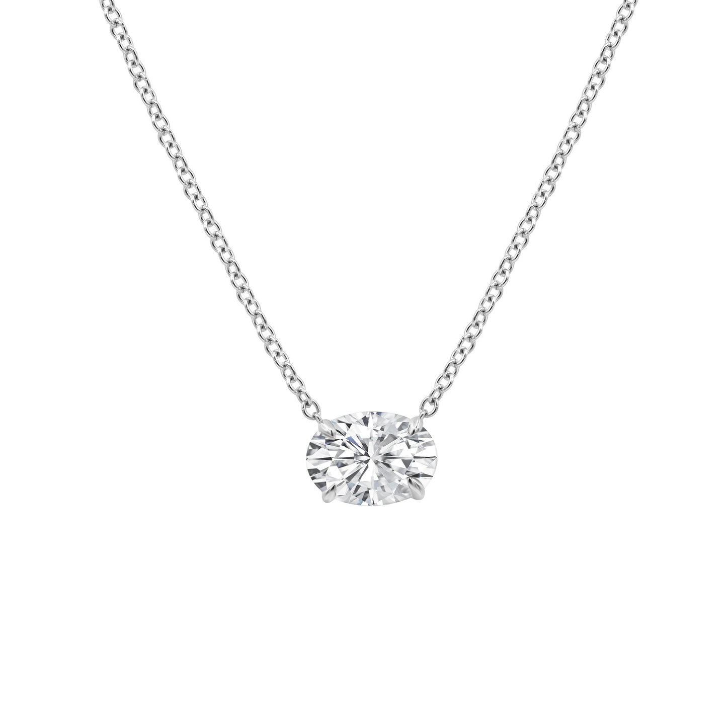 1.00 Carat Total Weight Soltaire Pendant with Oval diamonds in 14Kt White/Yellow/Pink Gold-100074