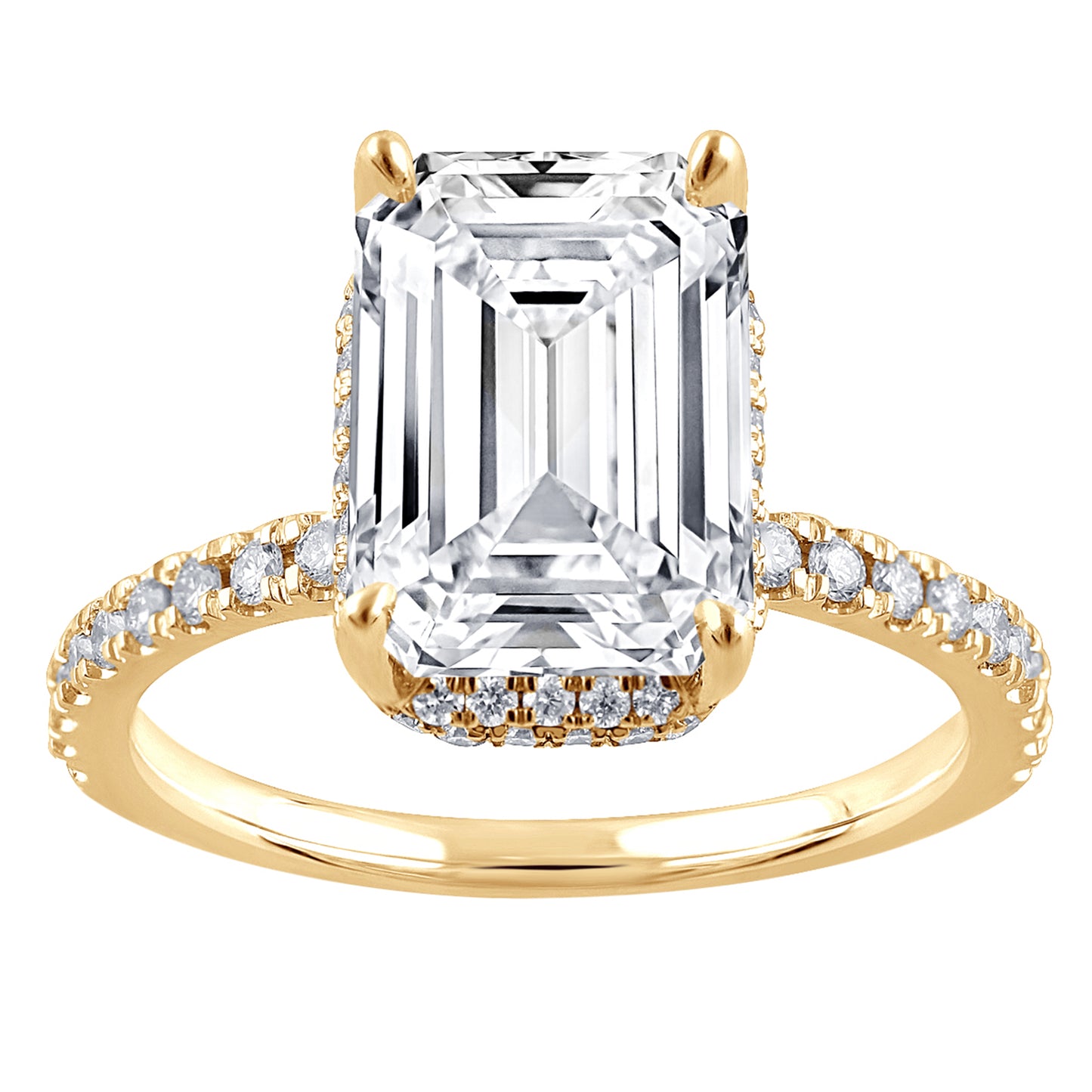 1.90 Carat Total Weight Shadow Halo1.50ct center Ring  with Randiant  diamonds in 14Kt White/Yellow/Pink Gold-100266