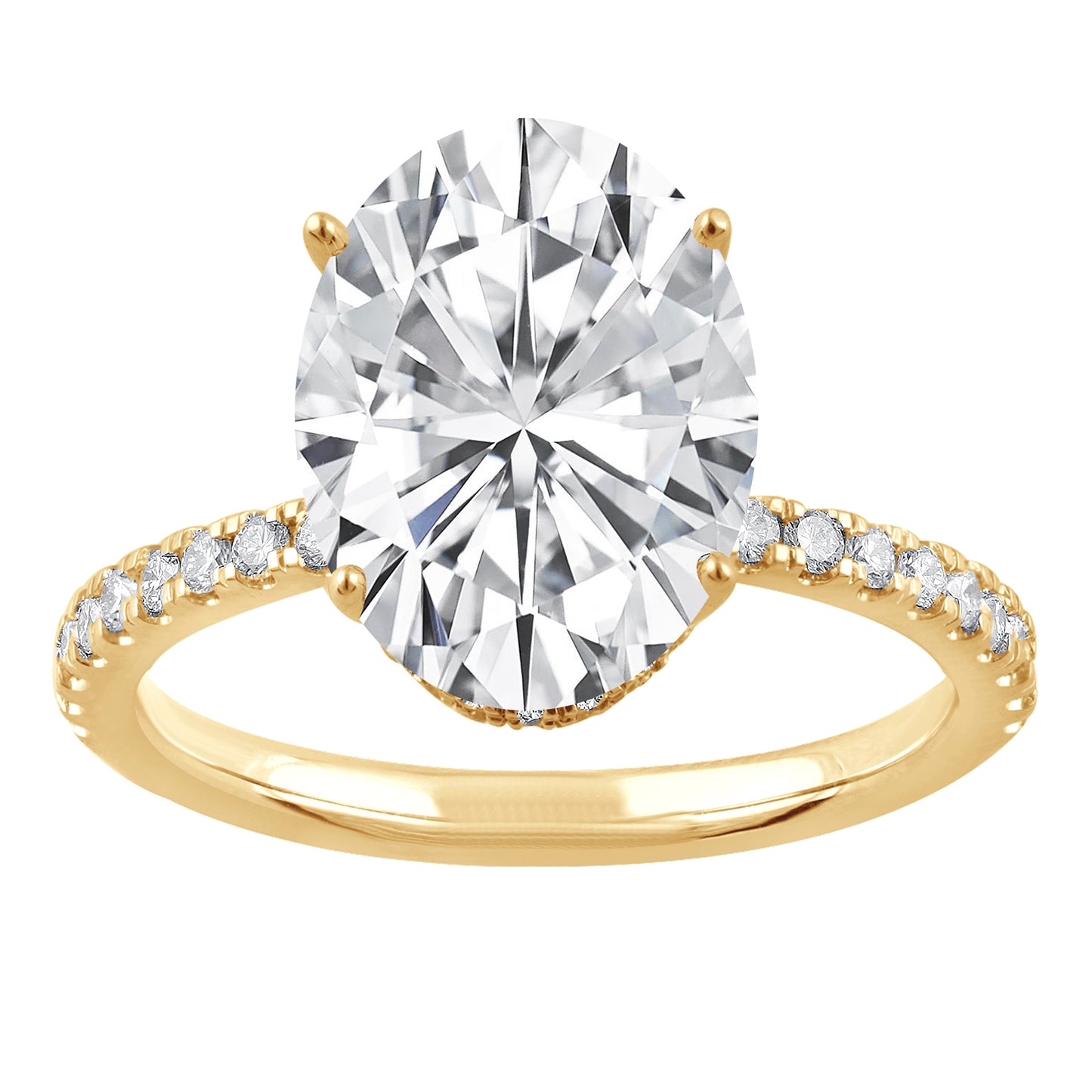 1.94 Carat Total Weight Shadow Halo 1.50ct center Ring  with Oval  diamonds in 14Kt White/Yellow/Pink Gold-100257