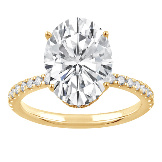 2.42 Carat Total Weight  Shadow Halo 2.00ct center Ring  with Oval  diamonds in 14Kt White/Yellow/Pink Gold-100258