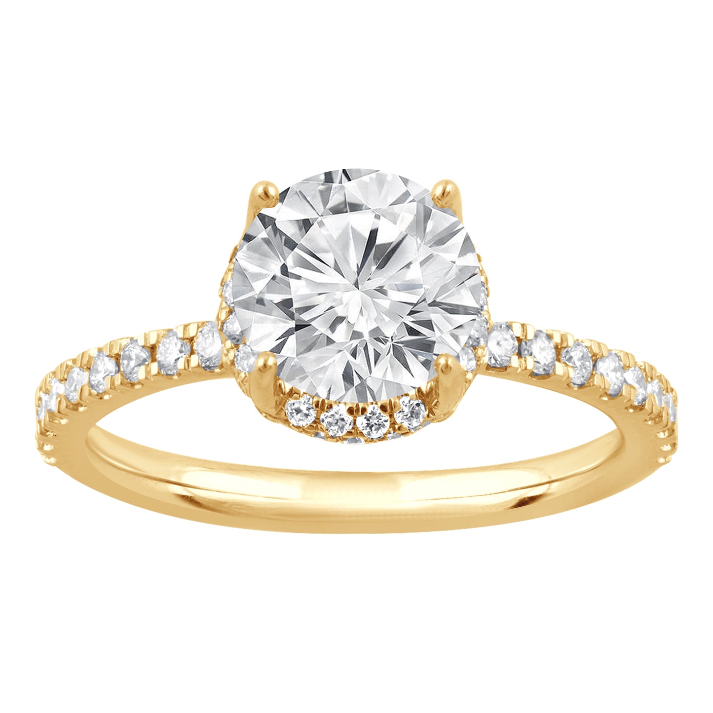 1.90 Carat Total Weight Shadow Halo 1.50ct center Ring  with Round diamonds in 14Kt White/Yellow/Pink Gold-100253