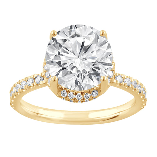 1.50 Carat Total Weight Shadow Halo 1.00ct center Ring  with Round diamonds in 14Kt White/Yellow/Pink Gold-100252