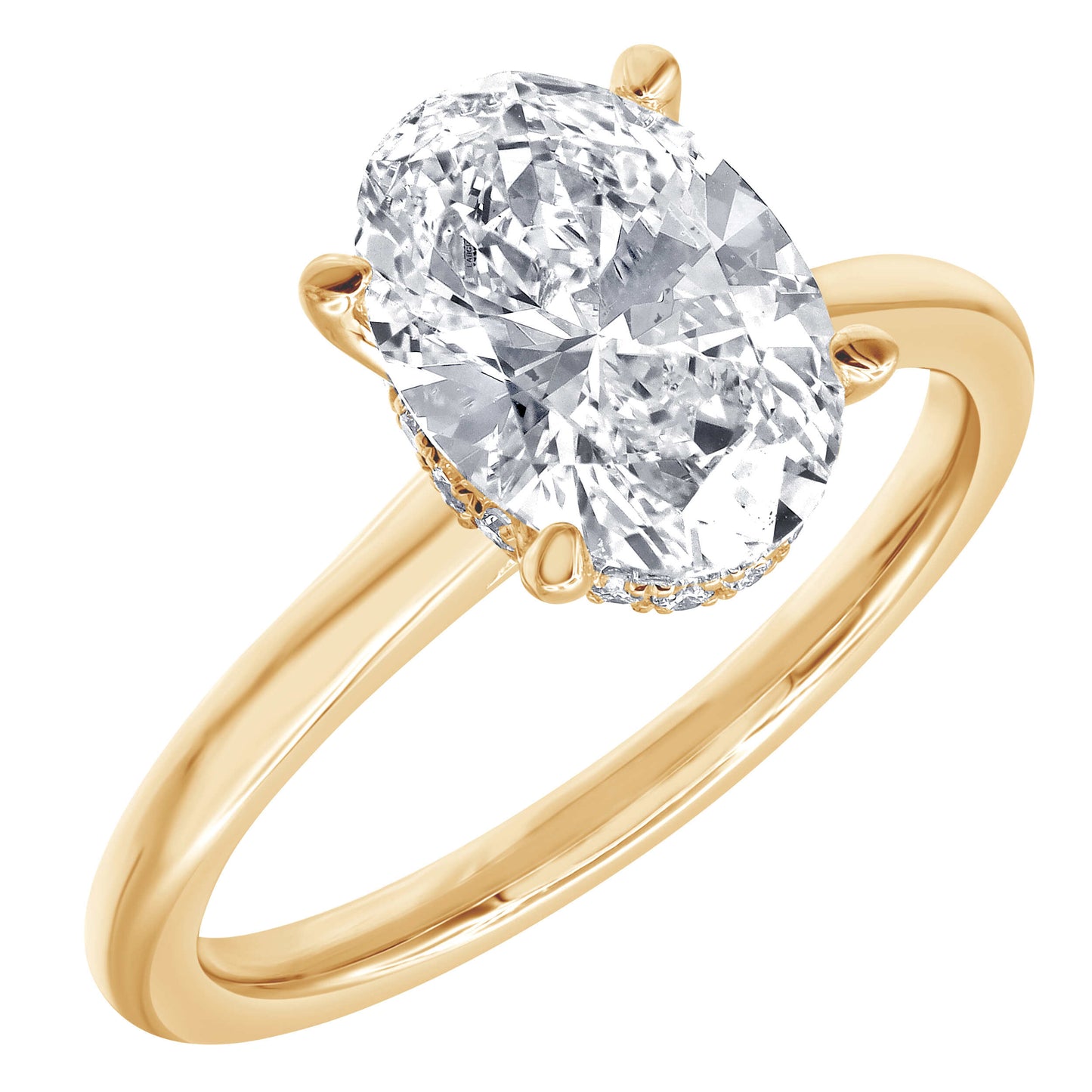 2.10Carat Total Weight Collar Bridal Ring with Oval diamonds in 14Kt White/Yellow/Pink Gold-100177