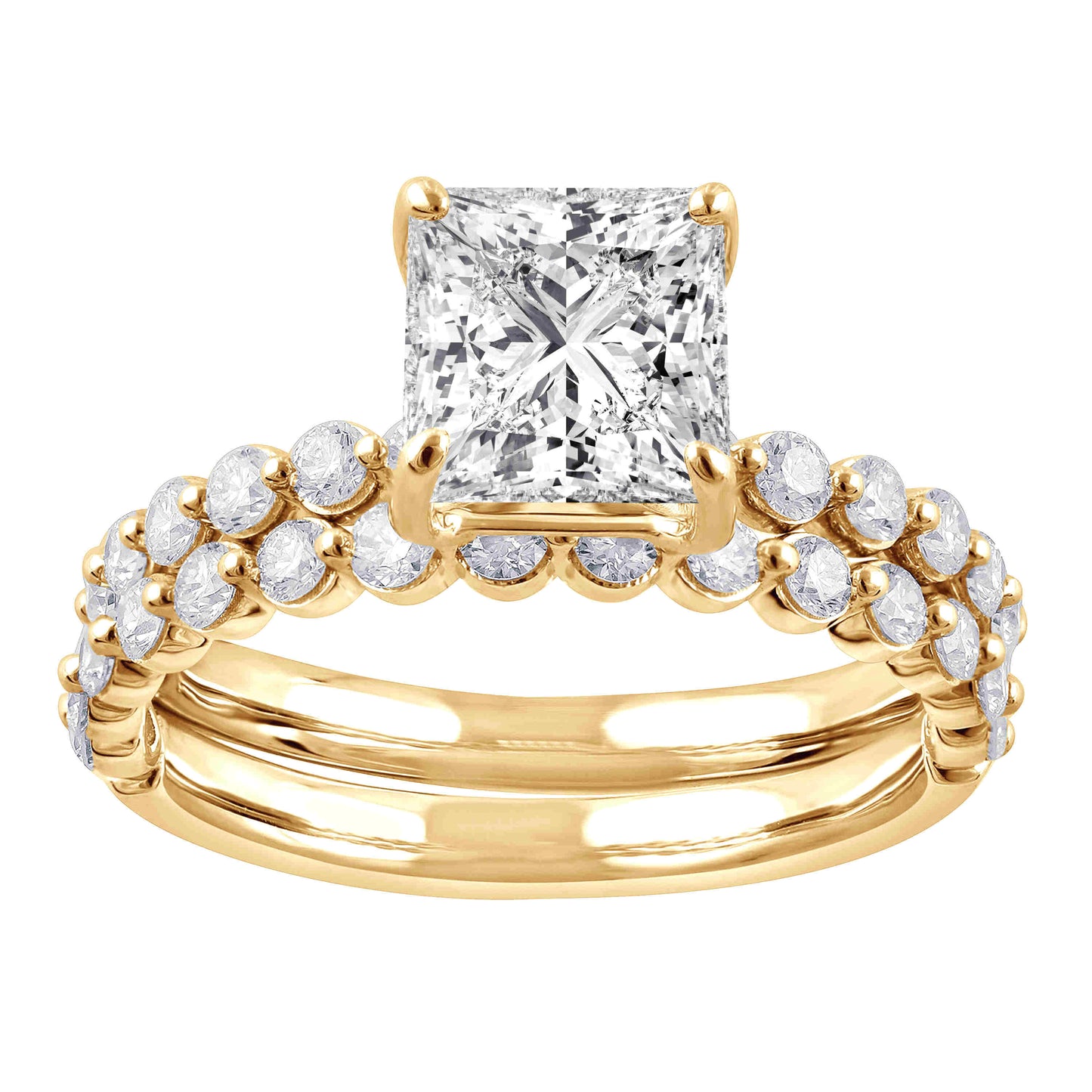 2.31 Carat Total Weight Bubble Ring with  1.50ct center  with Princess  diamonds in 14Kt White/Yellow/Pink Gold-100239