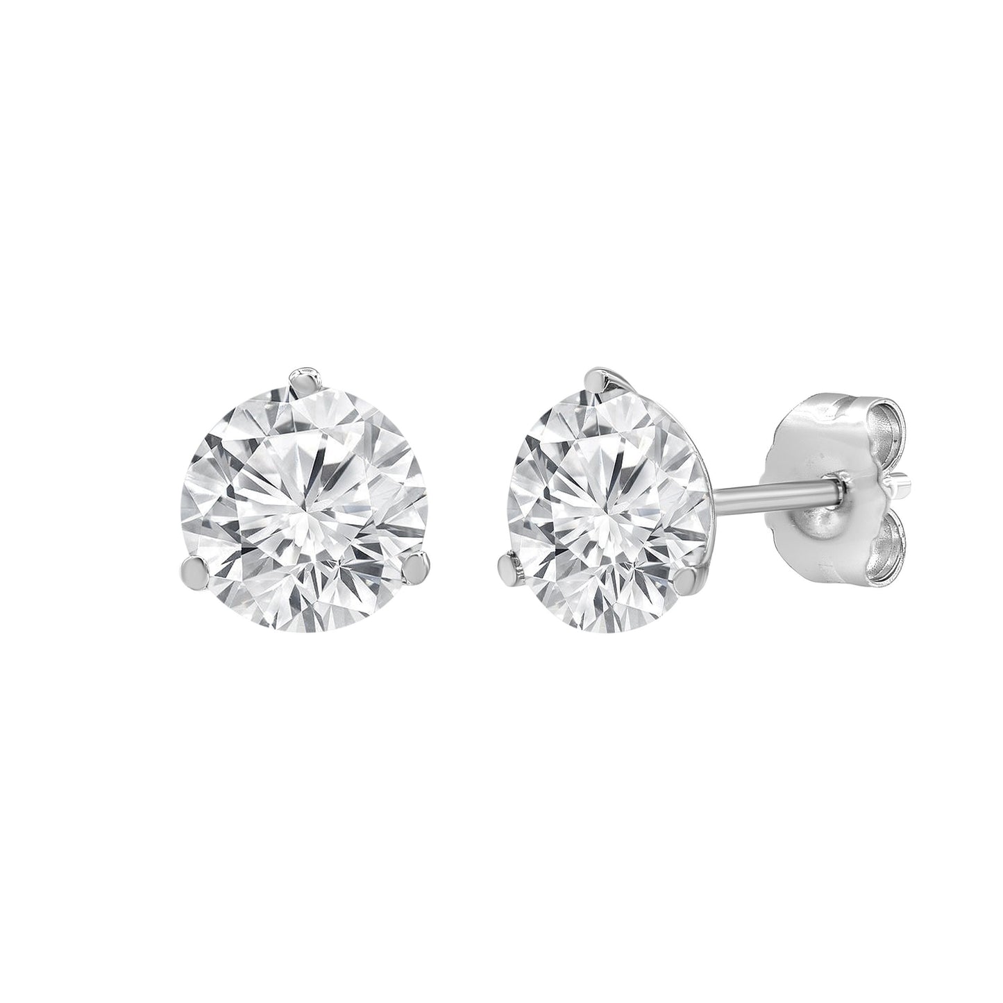 0.75 Carat Total Weight 3-Prong Martini Studs with Round diamonds in 14Kt White/Yellow/Pink Gold-100013