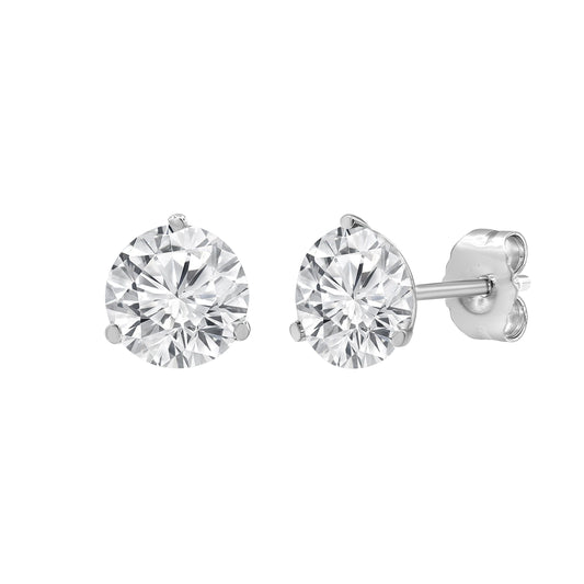 0.50 Carat Total Weight 3-Prong Martini Studs with Round diamonds in 14Kt White/Yellow/Pink Gold-100012