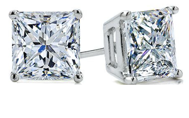 0.50 Carat Total Weight Princess Studs with Princess  diamonds in 14Kt White/Yellow/Pink Gold-100030