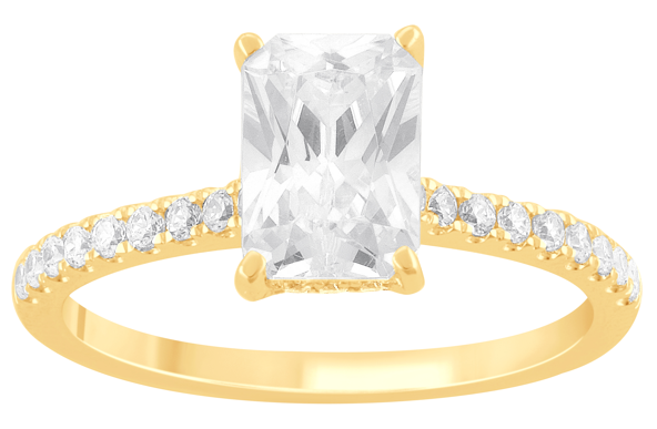 2.00 Carat Total Weight Hidden Halo Bridal Ring with 1.50  center Radiant  with Radiant diamonds in 14Kt White/Yellow/Pink Gold-100191